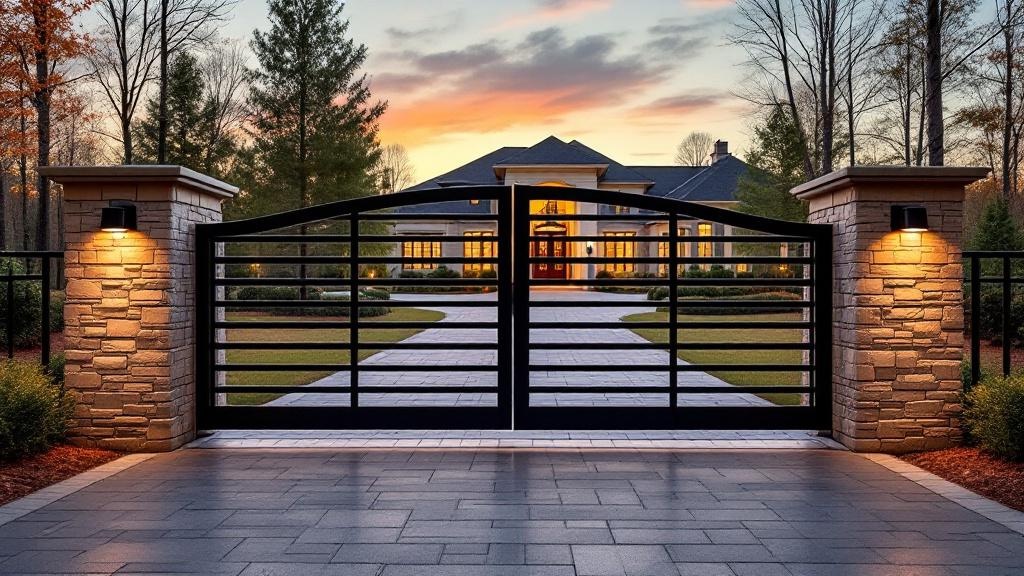 steel driveway gate for property entrance in North Carolina