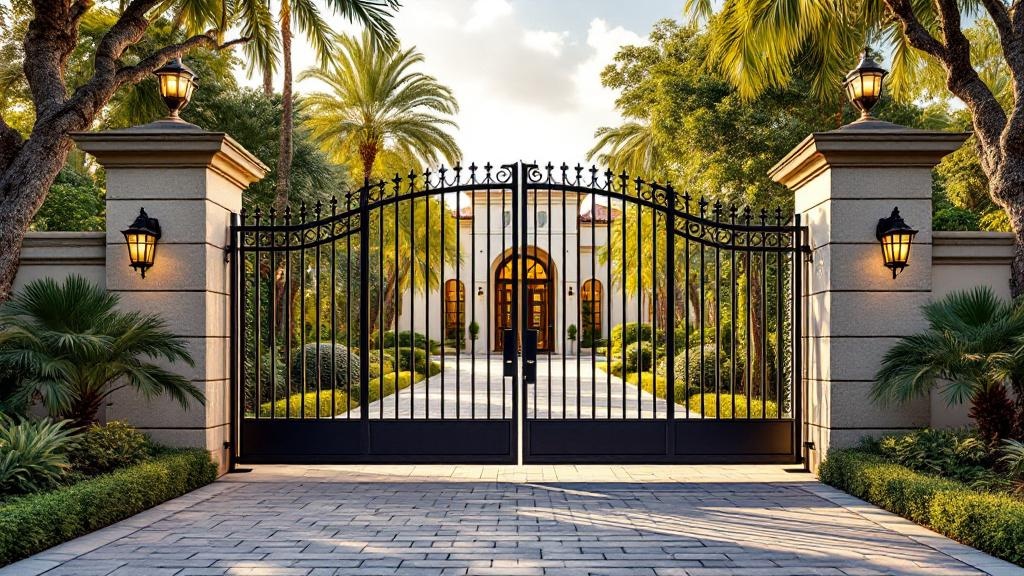 steel driveway gate - professional installation by fence contractor in Miami, Florida