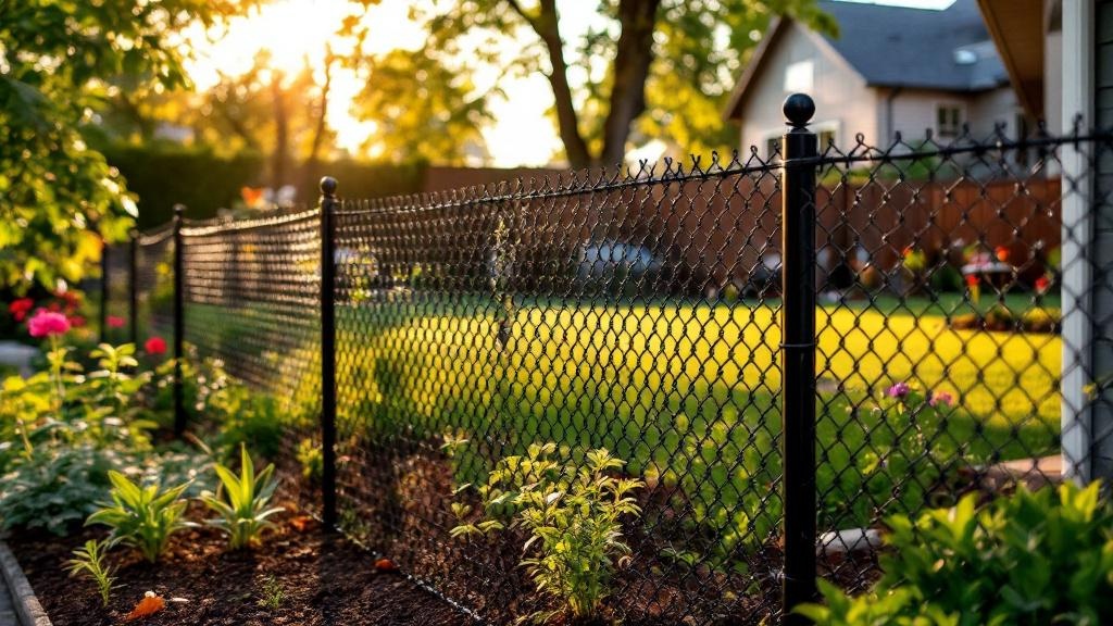 black vinyl-coated chain link chain link fence for garden protection in Oregon