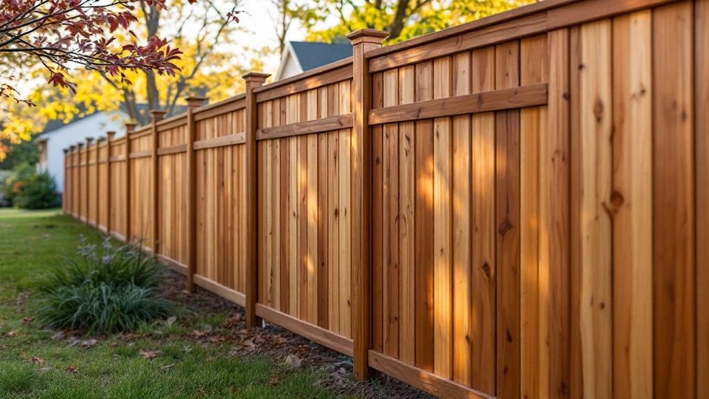 Redwood wood privacy fence for backyard privacy in North Carolina