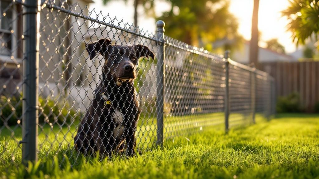 galvanized chain link chain link fence for backyard pet containment in Florida