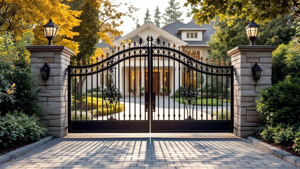 wrought iron driveway gate - professional installation by fence contractor in Seattle, Washington