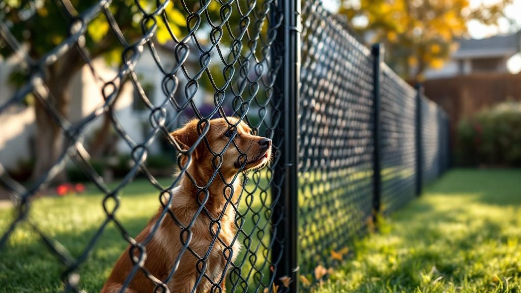 black vinyl-coated chain link diamond mesh - 4-foot installation by fence contractor in San Diego, California