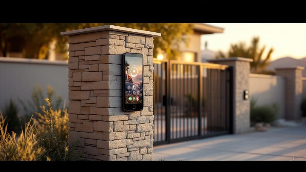 modern access control gate access control - professional installation by fence contractor in Las Vegas, Nevada