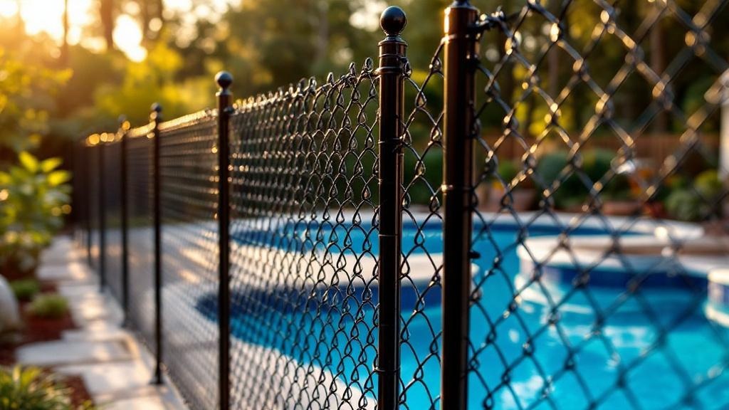 black vinyl-coated chain link diamond mesh - 5-foot installation by fence contractor in Charlotte, North Carolina