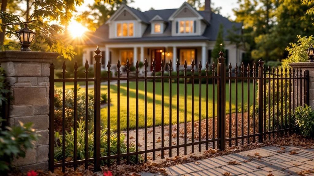 Professional aluminum fence installation in Atlanta - front yard