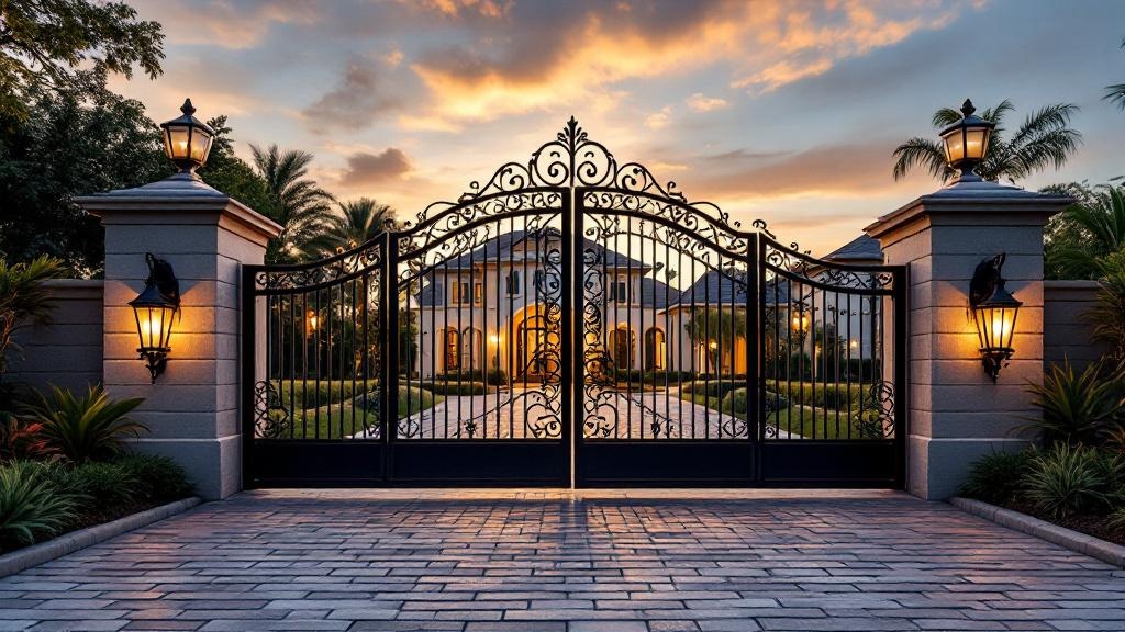 wrought iron driveway gate for property entrance in Florida