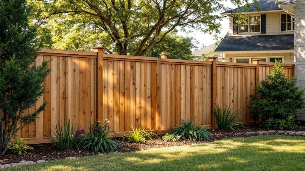 Pressure-Treated Pine wood privacy fence for backyard privacy in Texas