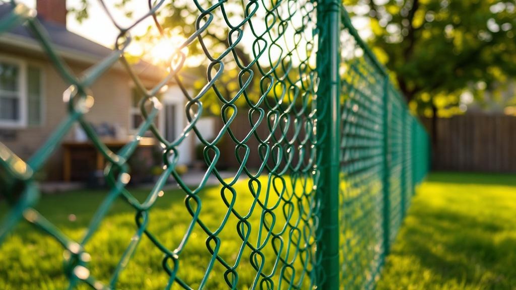 green vinyl-coated chain link diamond mesh - 5-foot installation by fence contractor in Nashville, Tennessee