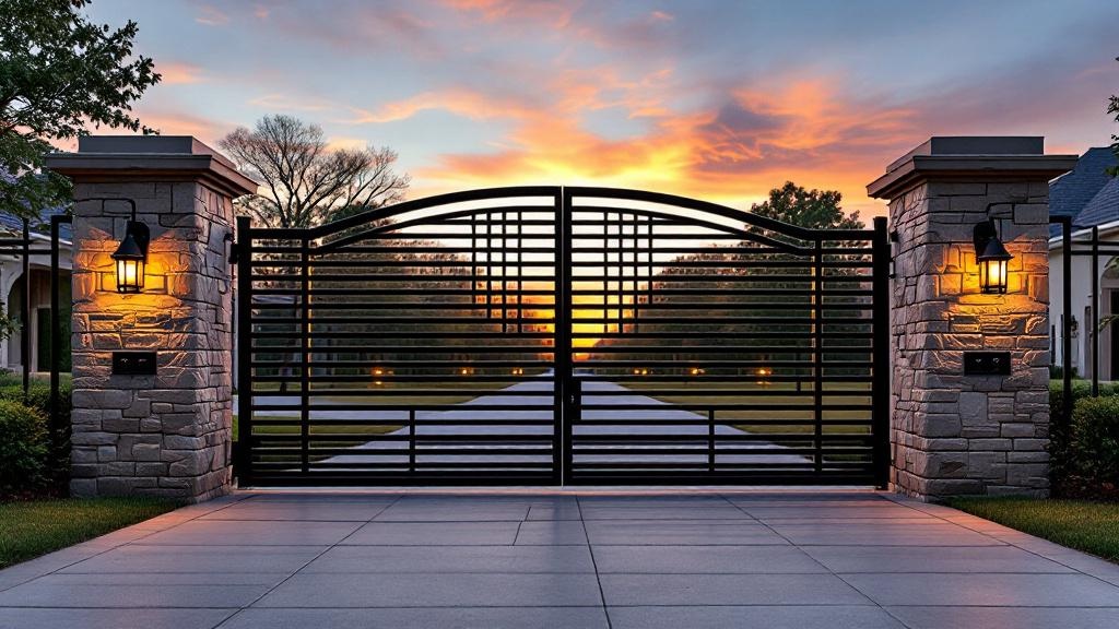 wrought iron driveway gate for property entrance in Texas