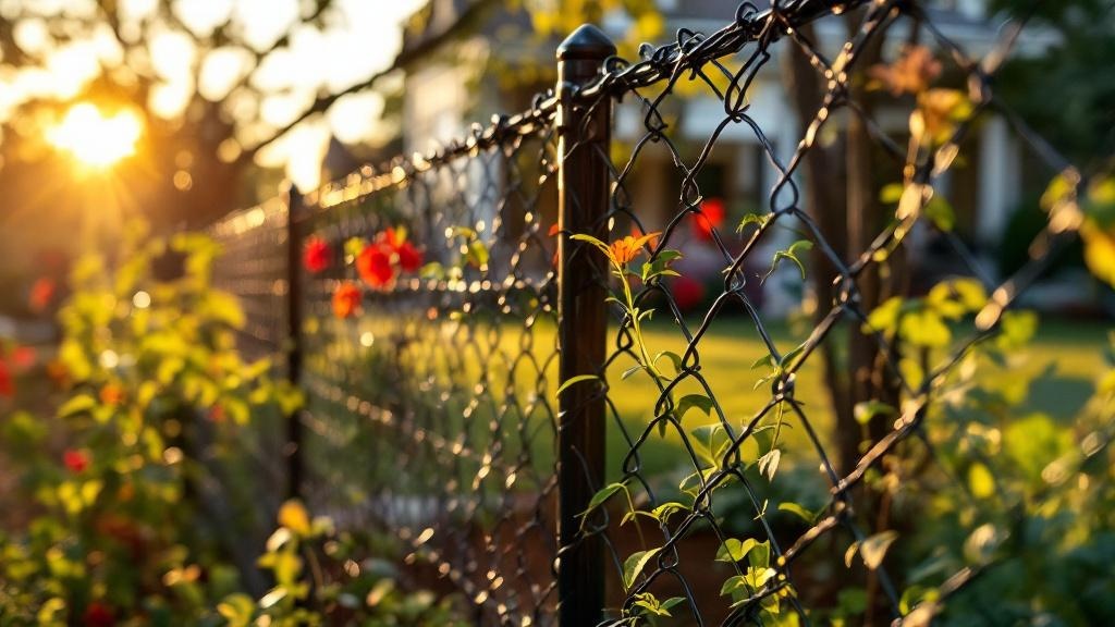 black vinyl-coated chain link diamond mesh - 4-foot installation by fence contractor in Charlotte, North Carolina