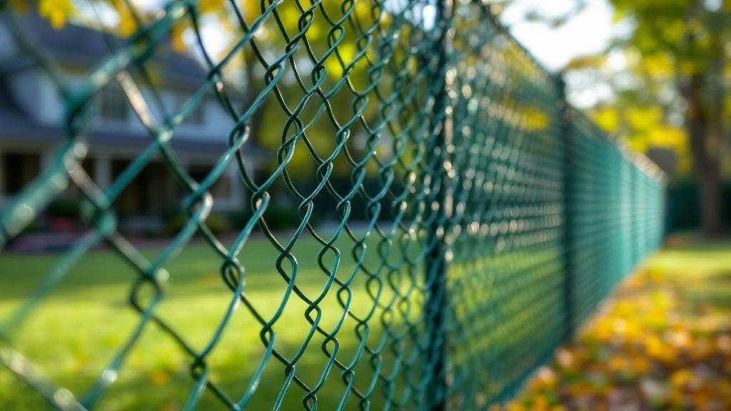 green vinyl-coated chain link diamond mesh - 6-foot installation by fence contractor in Atlanta, Georgia