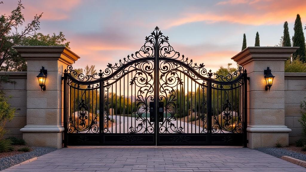 wrought iron driveway gate - professional installation by fence contractor in Las Vegas, Nevada