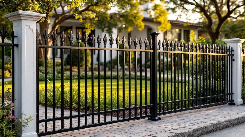 Professional aluminum fence installation in San Diego - property boundary