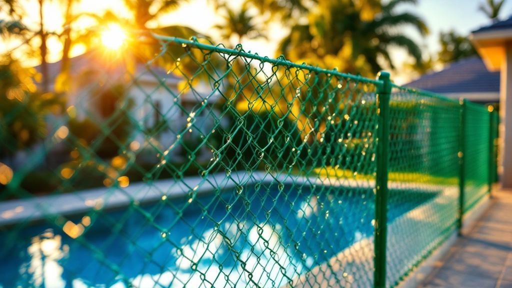 Miami chain link fence contractor - quality green vinyl-coated chain link work