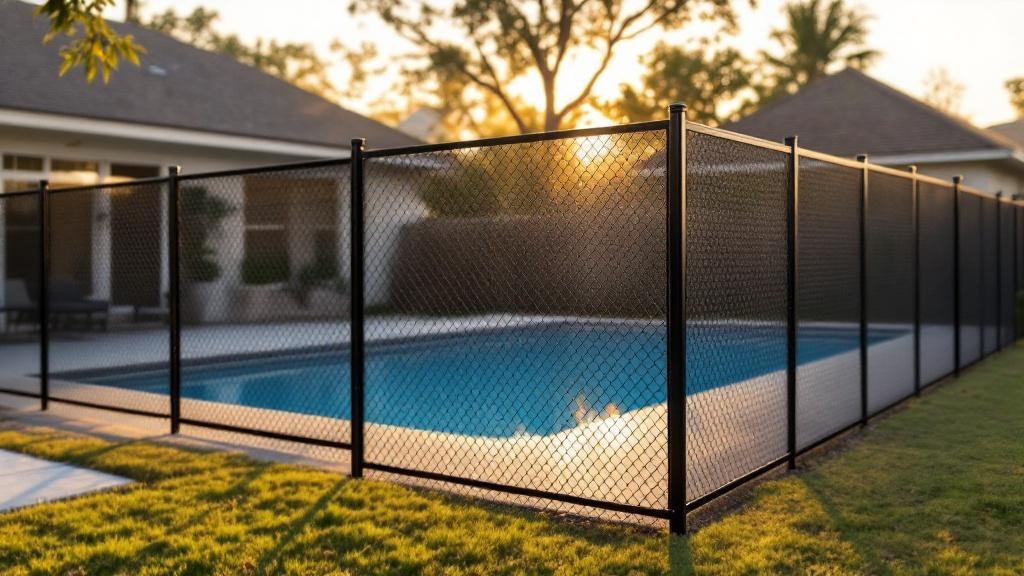 black vinyl-coated chain link diamond mesh - 4-foot installation by fence contractor in Tampa, Florida