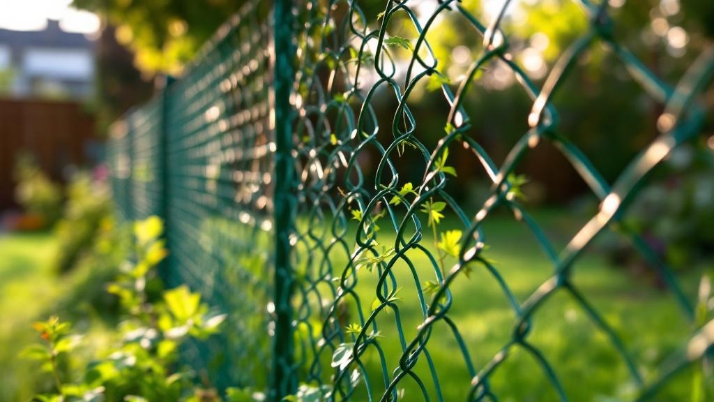 green vinyl-coated chain link diamond mesh - 4-foot installation by fence contractor in Portland, Oregon