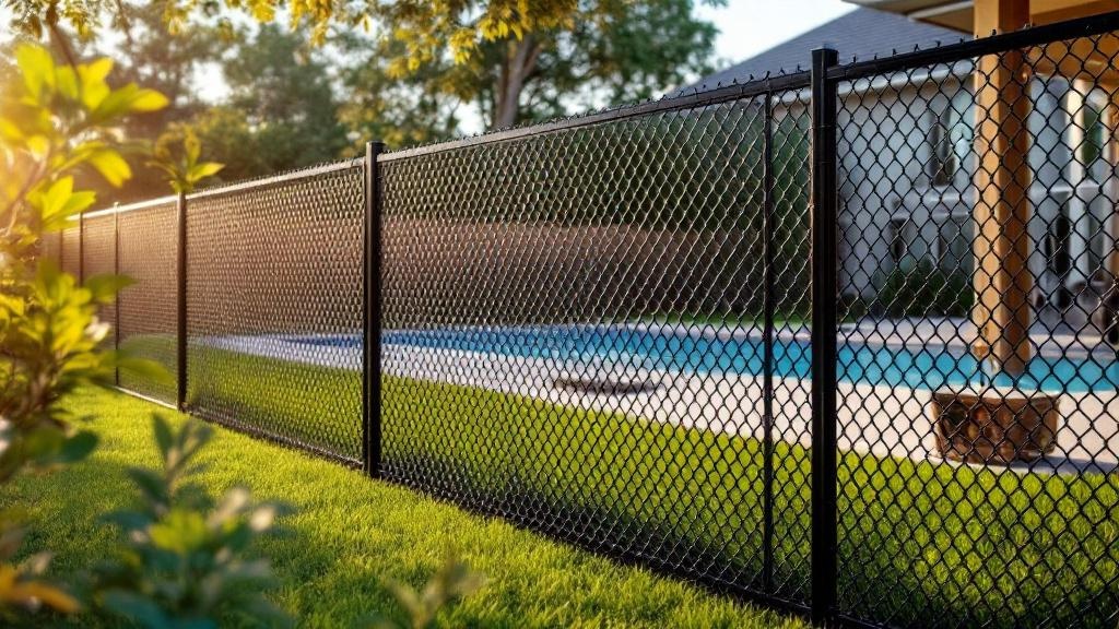 black vinyl-coated chain link diamond mesh - 6-foot installation by fence contractor in Tampa, Florida