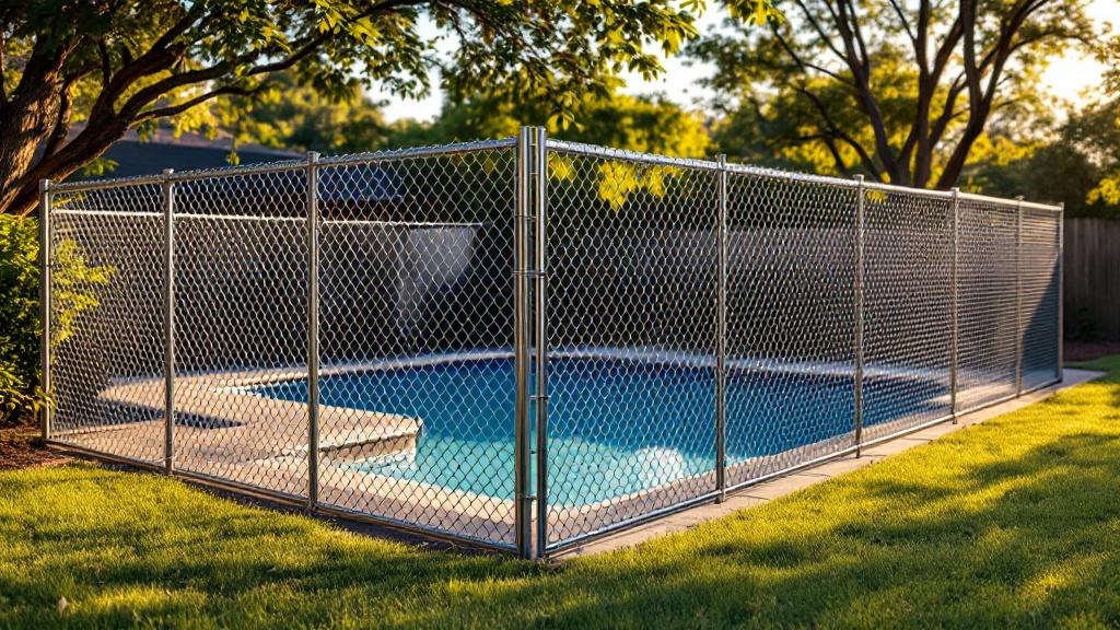 Professional chain link fence installation in Austin - pool enclosure