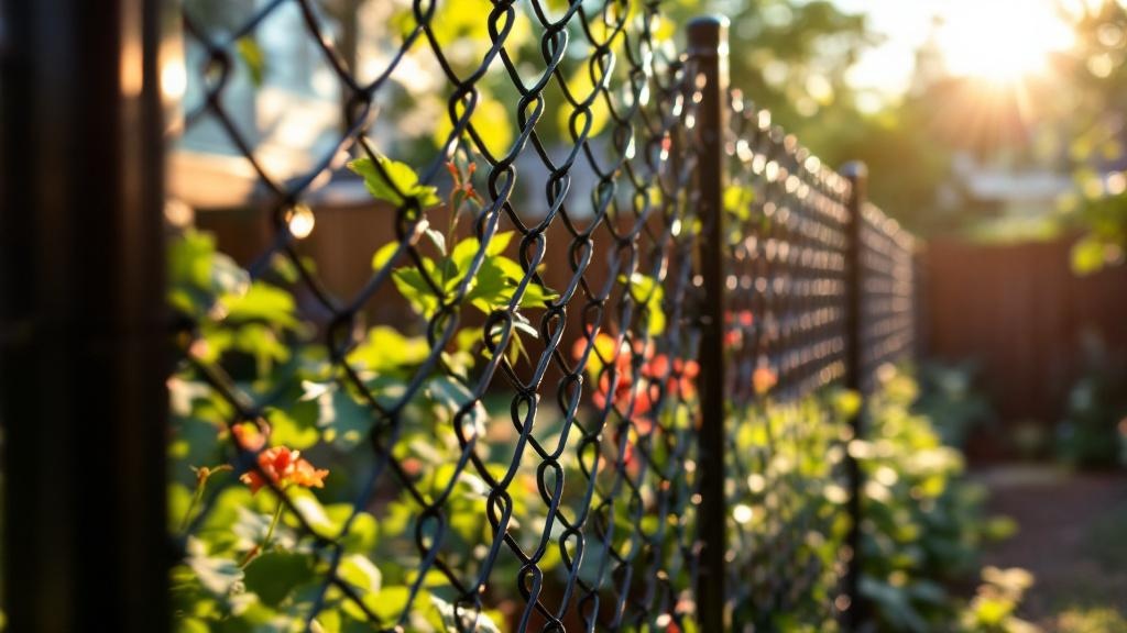 black vinyl-coated chain link chain link fence for garden protection in North Carolina