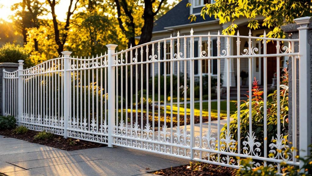 Professional aluminum fence installation in Portland - front yard