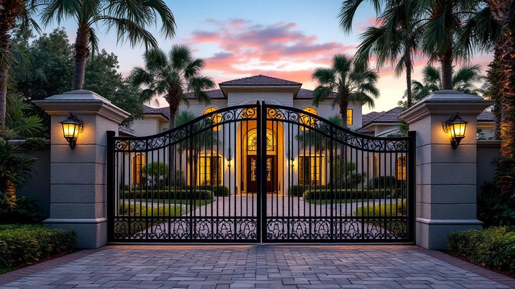 Professional driveway gate installation in Miami - property entrance
