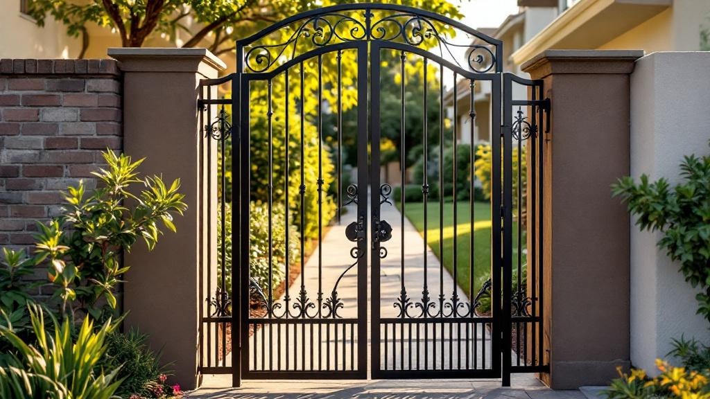 wrought iron walk gate for side yard access in California