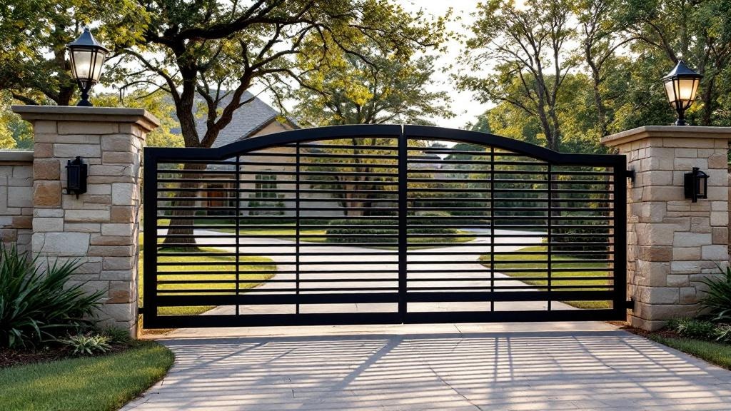 wrought iron driveway gate for property entrance in Texas