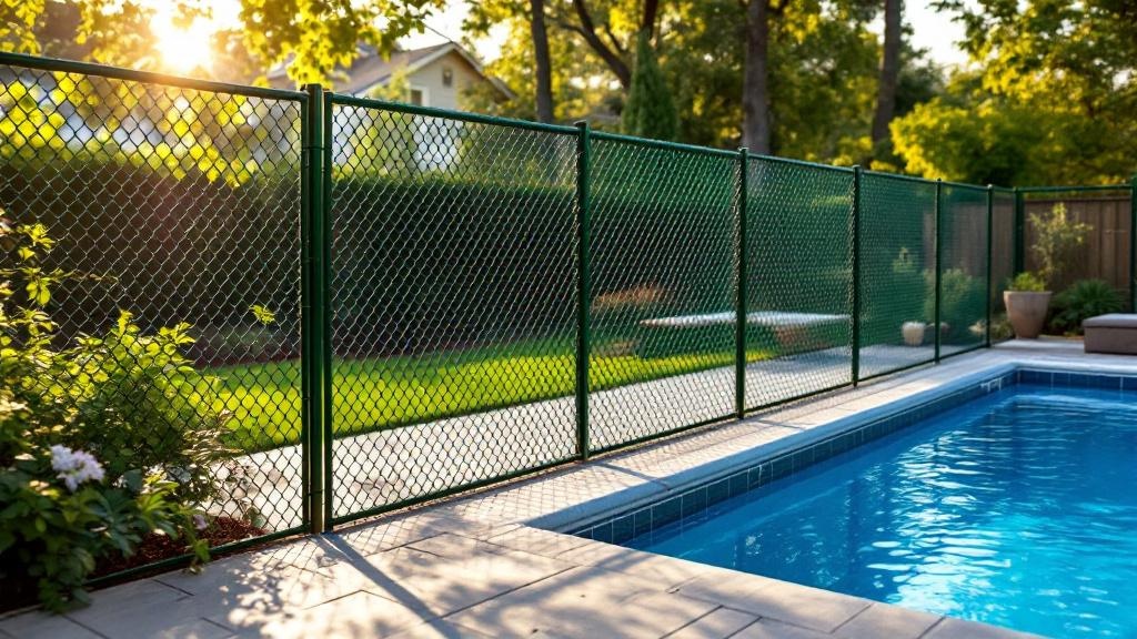 Portland chain link fence contractor - quality green vinyl-coated chain link work