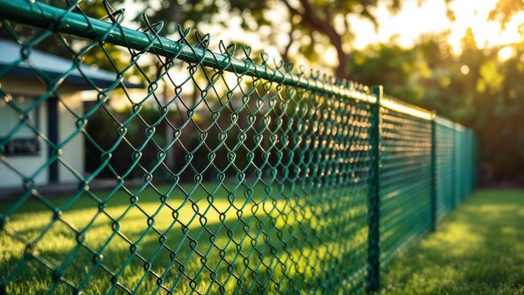 green vinyl-coated chain link chain link fence for property boundary in Florida
