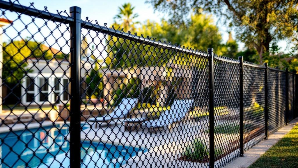 black vinyl-coated chain link chain link fence for pool enclosure in Arizona