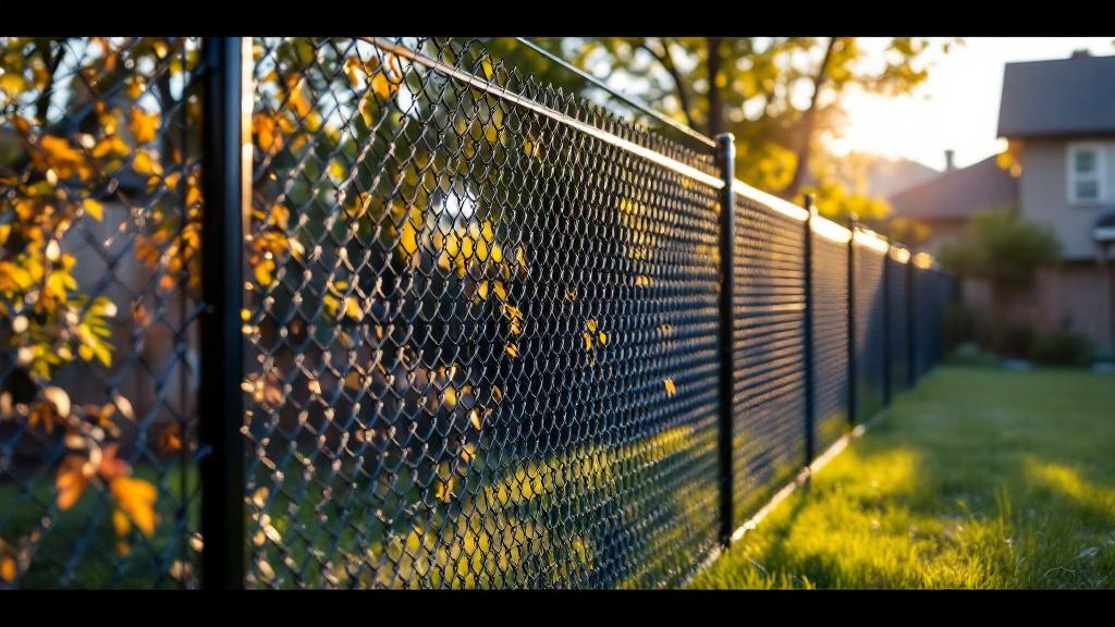 black vinyl-coated chain link diamond mesh - 5-foot installation by fence contractor in Denver, Colorado
