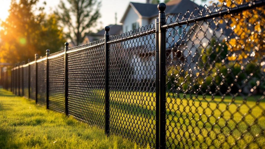 black vinyl-coated chain link chain link fence for property boundary in Colorado
