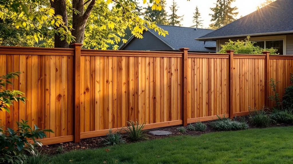Redwood wood privacy fence for backyard privacy in Washington