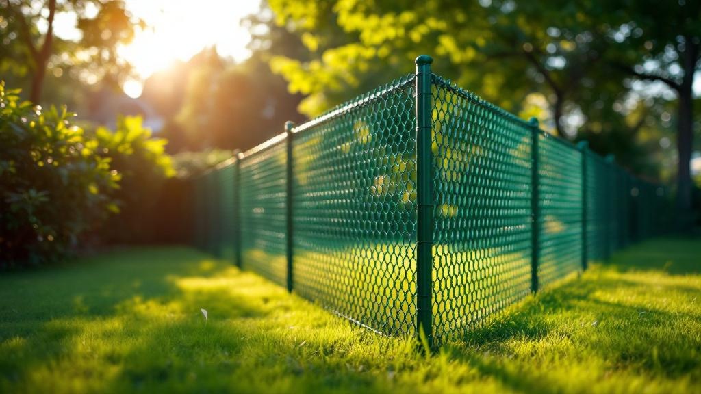 green vinyl-coated chain link chain link fence for backyard pet containment in Georgia