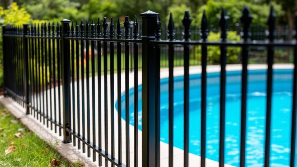 Black Iron Pool Fence - Professional installation