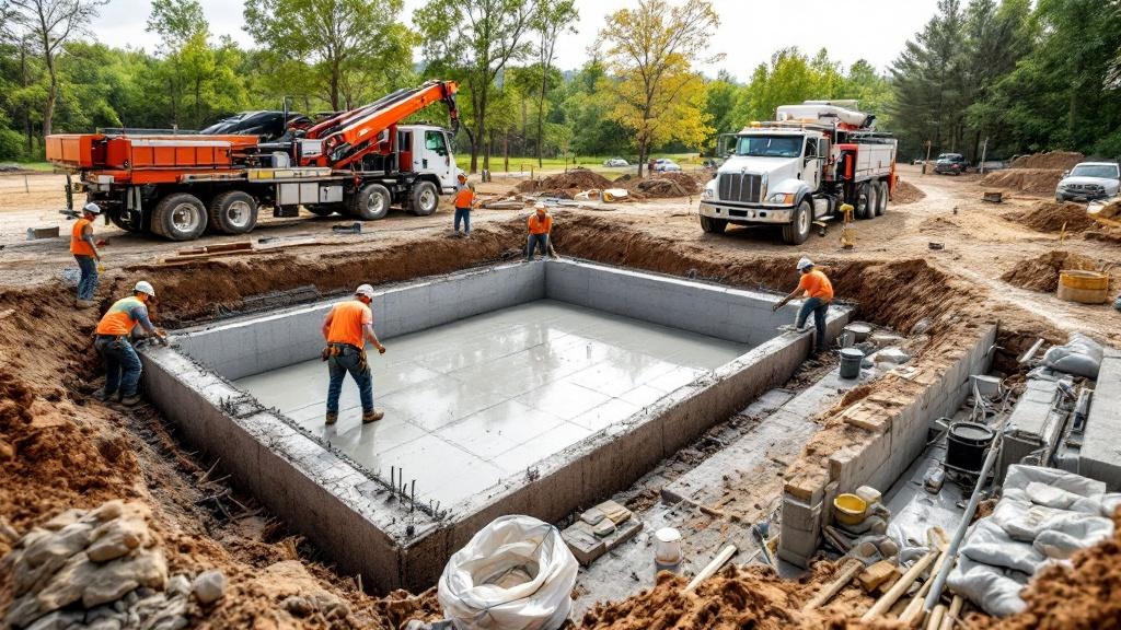 Foundation Concrete Pour - Professional Foundations by Concrete & Masonry contractors