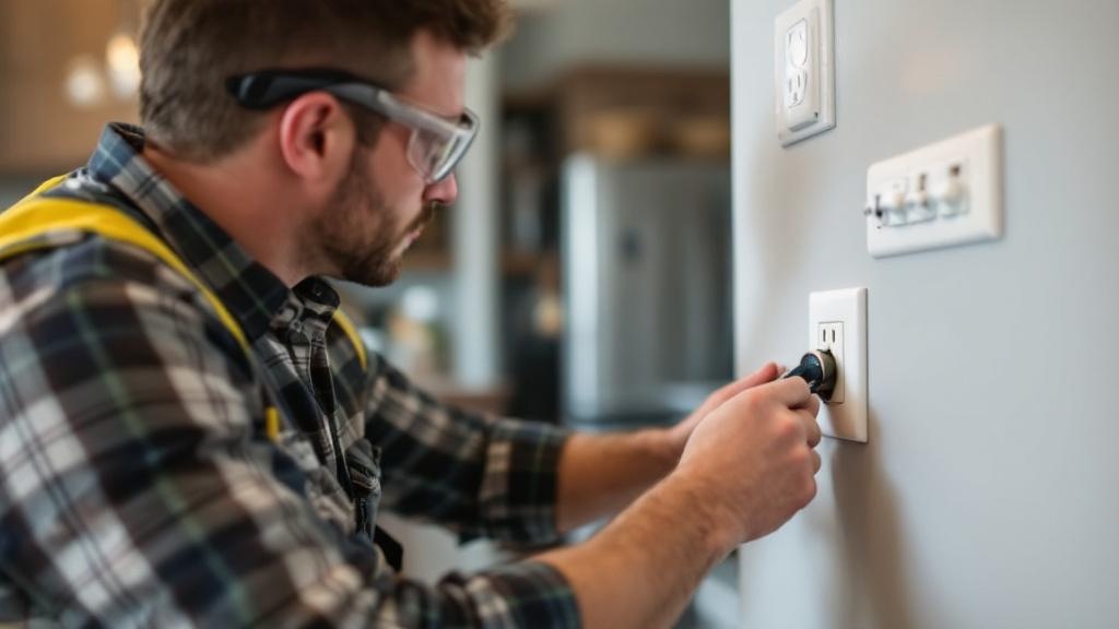 Electrician Installing Outlet - Professional Residential Electrical by Electrical contractors