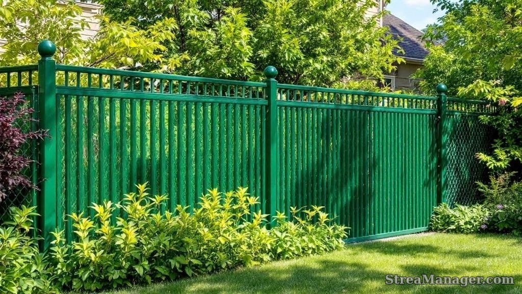 6-foot green vinyl chain link fence with full privacy slats