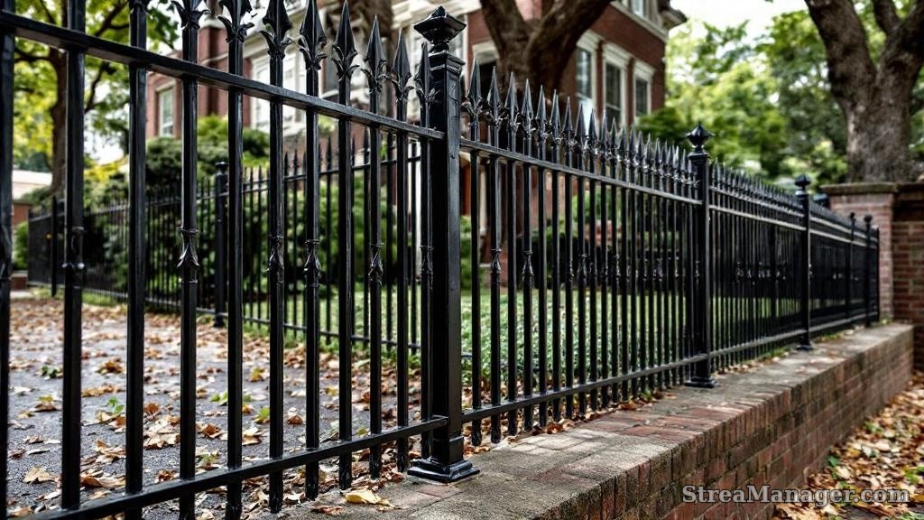 5-foot black ornamental iron historic property restoration fence