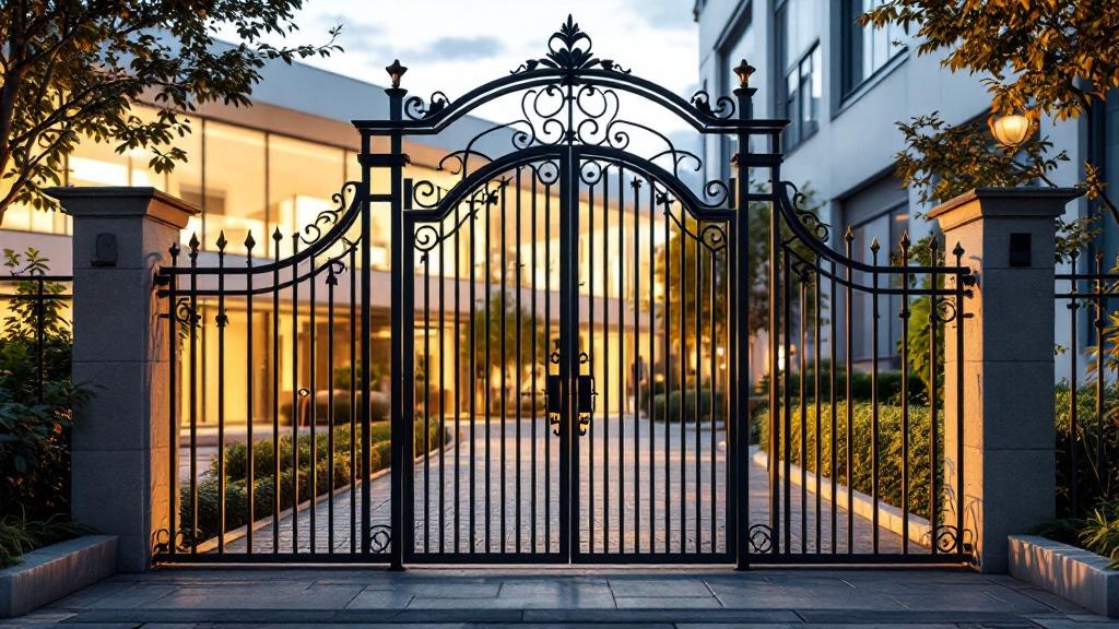 Aluminum Arched Gate for Office Properties - Professional Aluminum Fence by Fencing & Gates contractors
