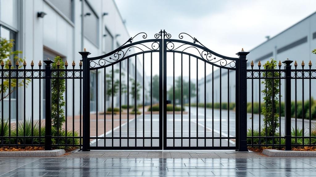 Aluminum Arched Gate for Industrial Properties - Professional Aluminum Fence by Fencing & Gates contractors