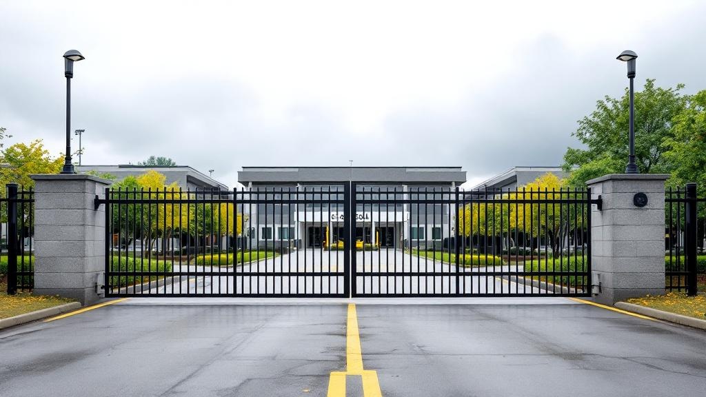 Aluminum Fence Double Gate for School Properties - Professional Aluminum Fence by Fencing & Gates contractors