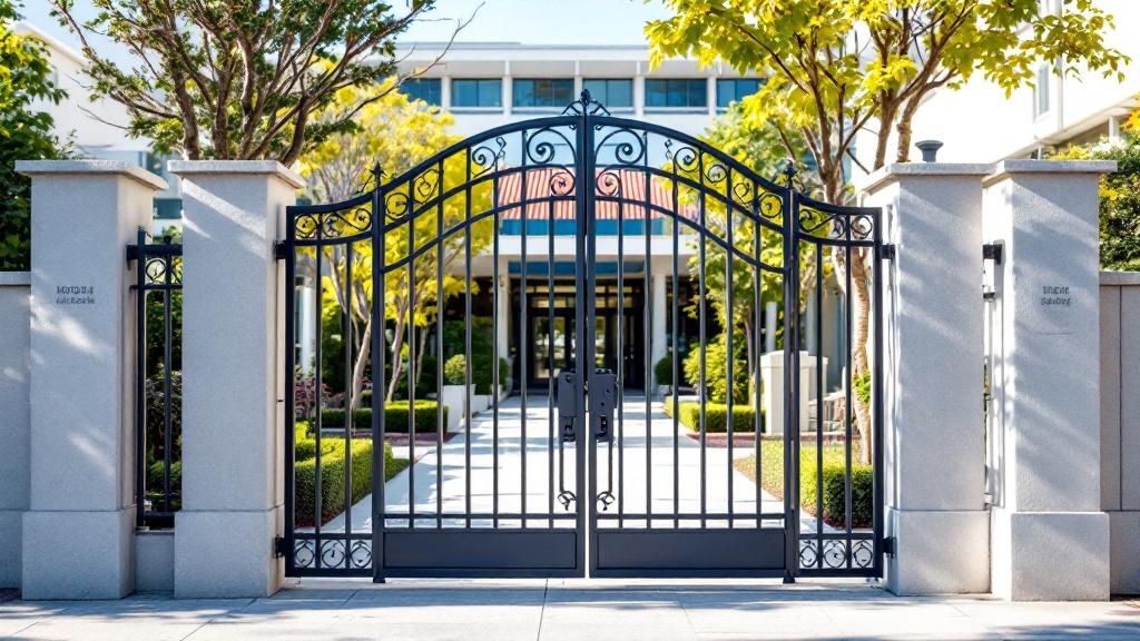 Aluminum Arched Gate for Hospital Properties - Professional Aluminum Fence by Fencing & Gates contractors