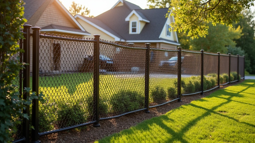 Brown Vinyl Chain Link Fence - Custom Style #1 - Professional Chain Link by Fencing & Gates contractors
