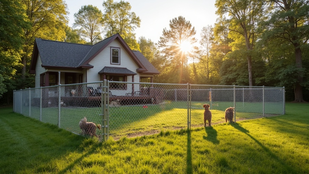 Chain Link Dog Run Enclosure for Rural Properties - Professional Chain Link by Fencing & Gates contractors