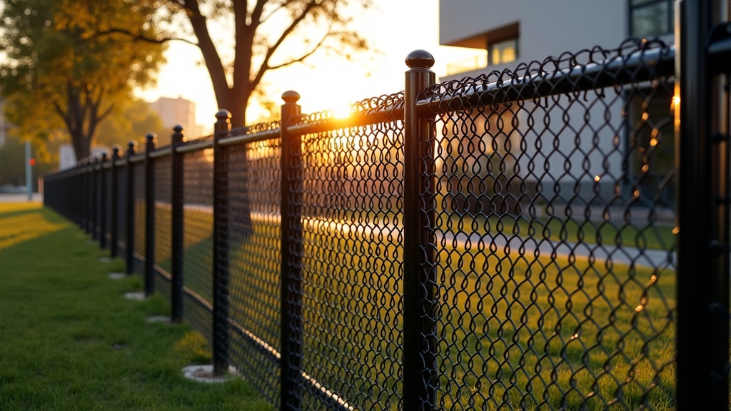 Installed Black Vinyl Chain Link Fence - Professional Chain Link by Fencing & Gates contractors