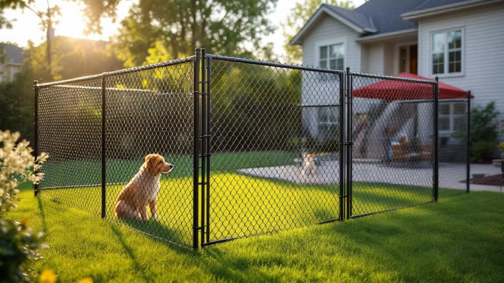 Chain Link Dog Run Enclosure for Suburban Properties - Professional Chain Link by Fencing & Gates contractors