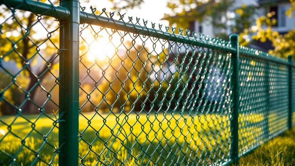 Green Vinyl Chain Link Fence Project - Professional Chain Link by Fencing & Gates contractors
