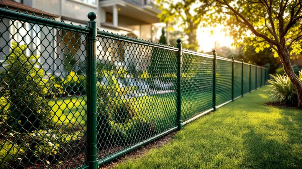 Green Vinyl Coated Chain Link Project - Professional Chain Link by Fencing & Gates contractors